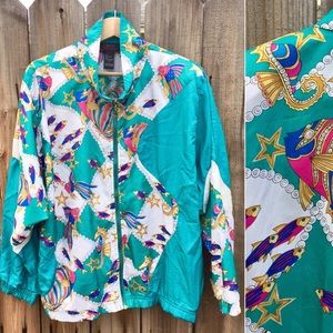 VTG 80’s Goldfish Graphic Windbreaker Jacket Large